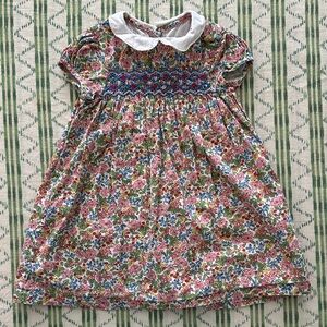 Baby Boden Multicolor Floral Dress with White Collar